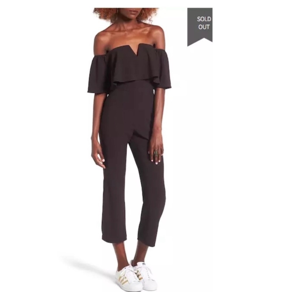 Leith Black Off-Shoulder Jumpsuit Size Medium